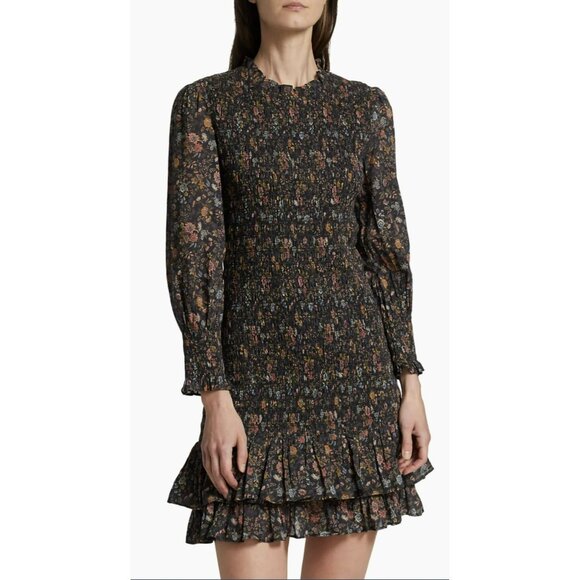 Veronica Beard $398 Farha Floral Smocked Minidress NWT Sz 12 - Picture 2 of 9